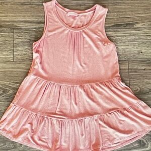 Pink Lily Girls' Pink Sleeveless Tiered Tank Dress